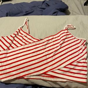 Red and white stripped crop top